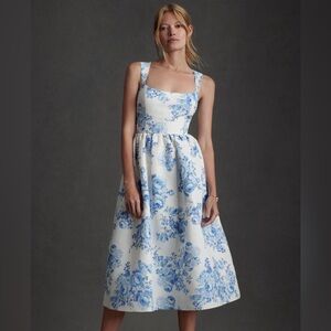 New Sachin & Babi Blaine Taffeta Square-Neck Midi Dres; Size: US6